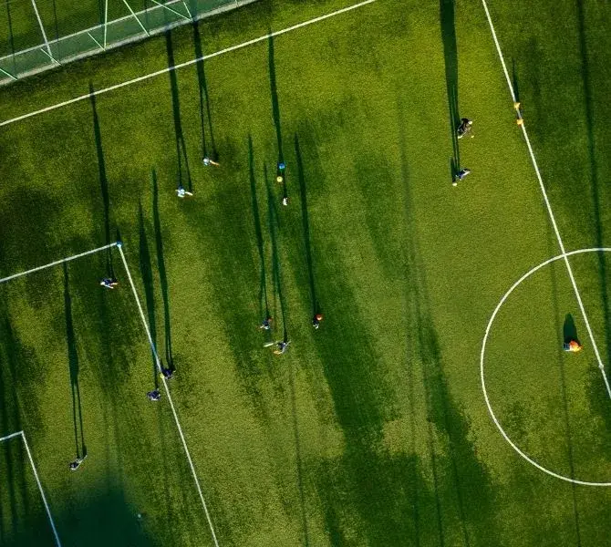 aerial view of a youth soccer training field